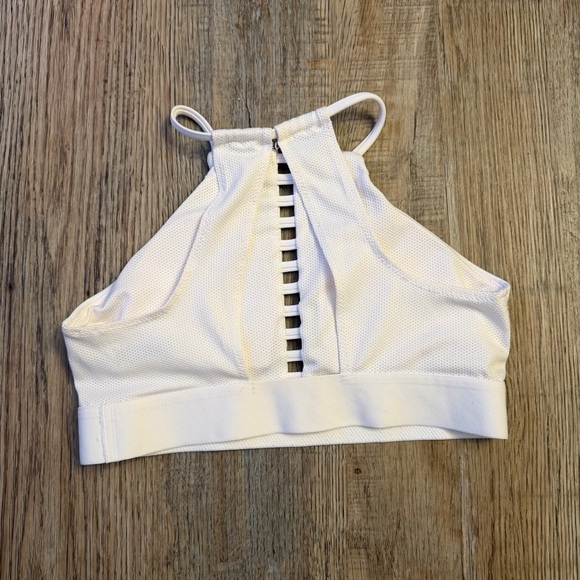 Nike Dri-FIT High Neck Sports Bra Ladder Front Cutout White Size Small - Picture 8 of 8